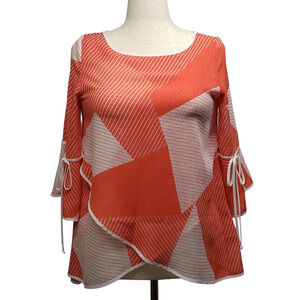 IC by Connie K Lagenlook Tunic XS – Artsy Stripe Colorblock Oversized Semi sheer